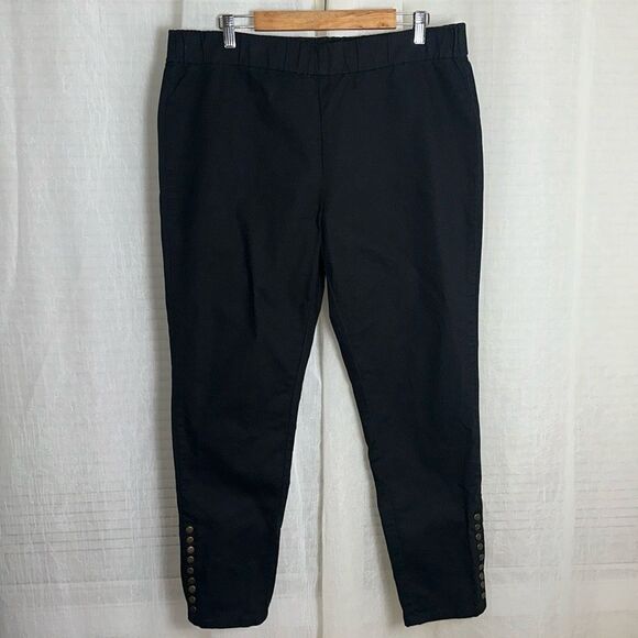 Soft Surroundings XL Pull On Style Black Cotton Jeggings Snap Ankle Detail - Picture 1 of 8